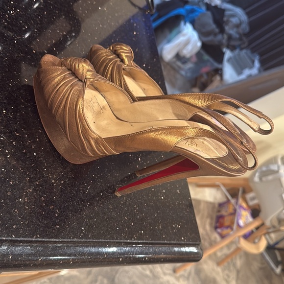 Gold Christian Louboutin Women's Heels - Picture 3 of 7